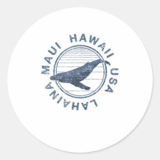 Sticker Rond Maui Hawaii Lahaina Baleine Vintage Retro