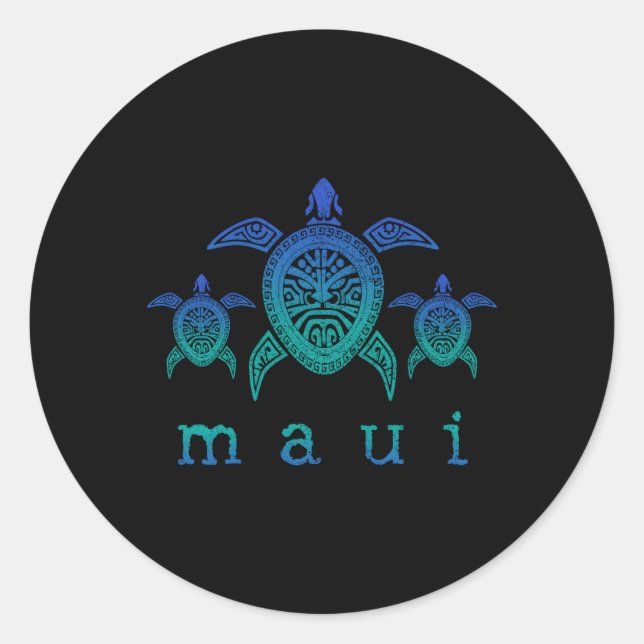 Sticker Rond Maui Hawaii Tortues de mer Hawaii Plongée sous-mar (Devant)