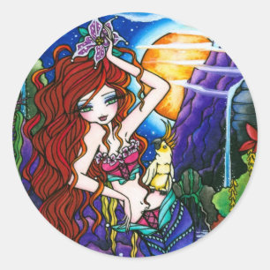 Sticker Rond Maui Princess Mermaid Fairy Cockatoo
