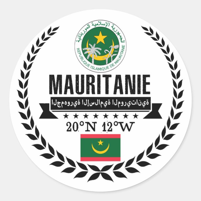 Sticker Rond Mauritanie (Devant)