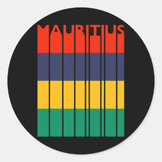 Sticker Rond Mauritius Vintage Mauritian Flag Vacation 