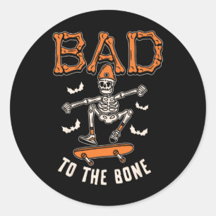 Sticker Rond Mauvais À L'Os Skeleton Drôle Skateboard Toddler