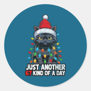 Sticker Rond Mauvais Chat Lumières de Noël Bah Humbug 6 7 Mème
