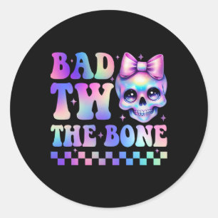 Sticker Rond Mauvais Deux L'Os 2e Anniversaire Jeune Fille Tie