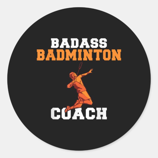 Sticker Rond Mauvais entraîneur de badminton  (Devant)
