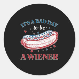 Sticker Rond Mauvais jours Hotdog Wiener 4 juillet Patriotique