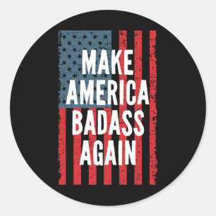 Sticker Rond Mauvais Make America Again Quatre Juillet Indépend