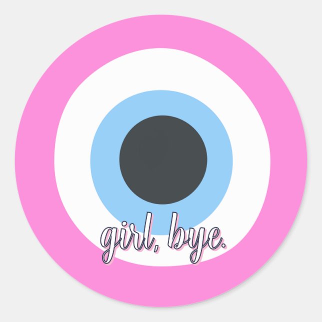 Sticker Rond mauvais œil rose || personnalisable (Devant)