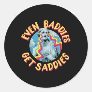 Sticker Rond Mauvaise Fille Triste Mauvaise Santé Mentale Auto-