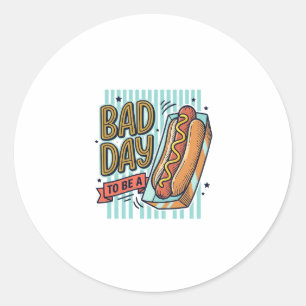 Sticker Rond Mauvaise Journée Hot Dog Retro Vector Conception d