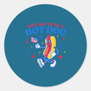 Sticker Rond Mauvaise journée pour être un hot dog drôle bbq gr