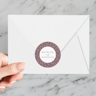 Sticker Rond Mauve violet moderne minimaliste Mariage botanique