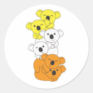 Sticker Rond Maverique Flag Pride Lgbtq Cute Koala Pile Classic