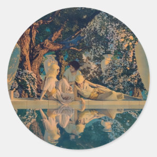 Sticker Rond Maxfield Parrish Le Jardin d'Allah 1918 Beaux-Arts