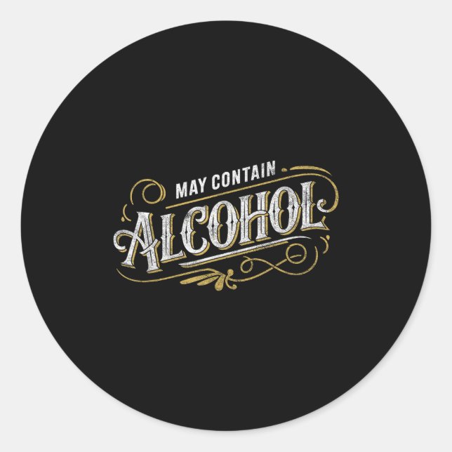 Sticker Rond May Contain Alcohol Clic Party Humor  (Devant)