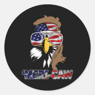 Sticker Rond Mb35 Mullet Eagle meri-caw 4 juillet Fête de l'Ind