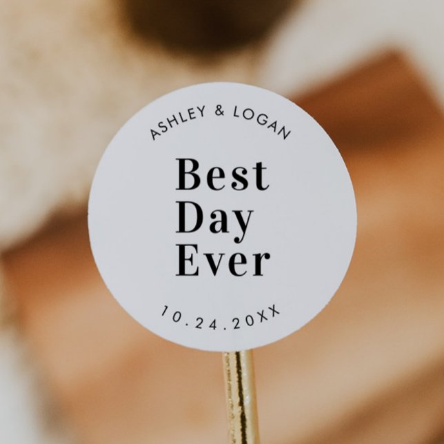 Sticker Rond MBest Day Toujours un mariage moderne Faveur (Créateur téléchargé)