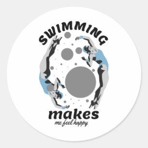 Sticker Rond Me Baigner Me Rend Heureux - Amateur D'Eau