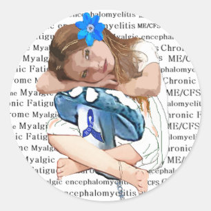 Sticker Rond "ME/CFS" Syndrome de fatigue chronique "Fille de l