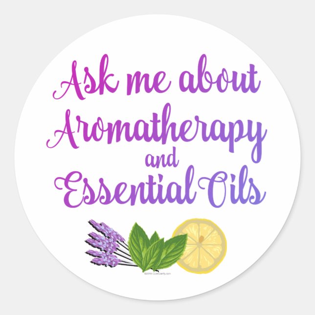 Sticker Rond Me demander Aromathérapie Essential Oils Business (Devant)