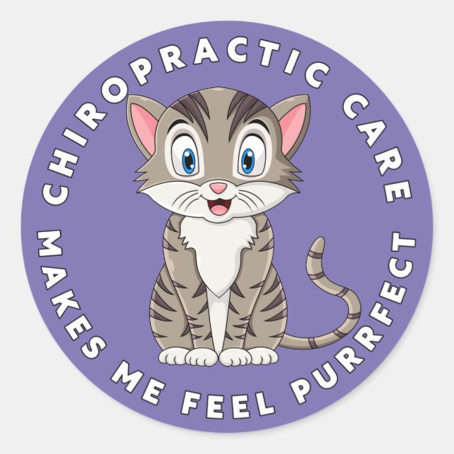 Sticker Rond Me Fait Sentir Purrfect Chiropractic Kids (Devant)
