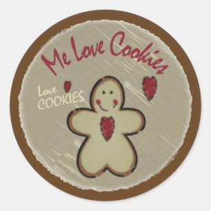 Sticker Rond Me Love Cookies - Gingerbread