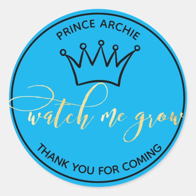 Sticker Rond Me regarder grandir bleu et or royal (Devant)