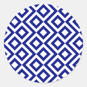 Sticker Rond Méandre de bleu et de blanc
