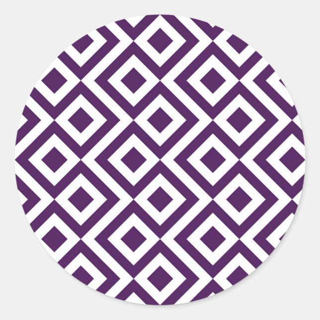 Sticker Rond Meandre violet et blanc (Devant)