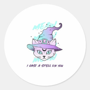 Sticker Rond MEAW MEAW Je vous envoie un sort