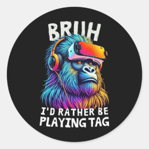 Sticker Rond Mec je préférerais jouer à Tag Drôle Gamers Garçon