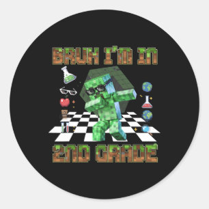 Sticker Rond Mec je suis en 2e année Joueur drôle niveau 2e ann