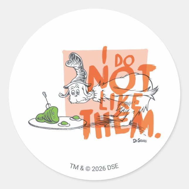 Sticker Rond Mec-Seuss Guy-Am-I "Je ne les aime pas" (Devant)