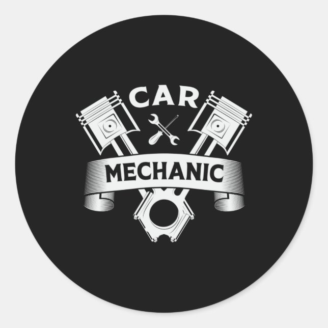 Sticker Rond Mécanicien de voiture Mécanique de moteur voiture  (Devant)