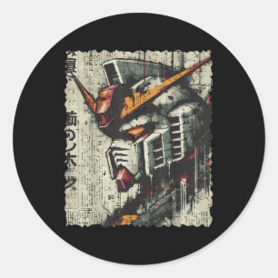 Sticker Rond Mécanique Japonaise Chef Robot Anime Art Vintage H