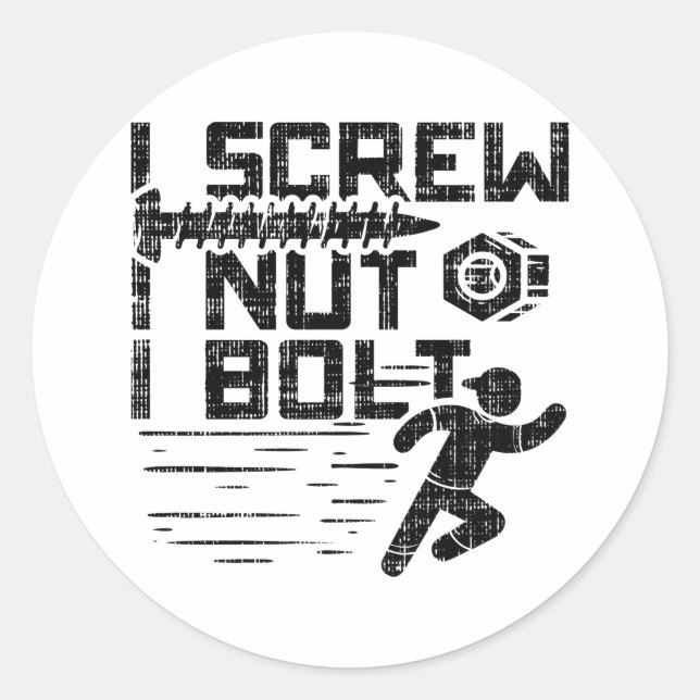 Sticker Rond Mécanique - Je Vis I Nut I Bolt (Devant)
