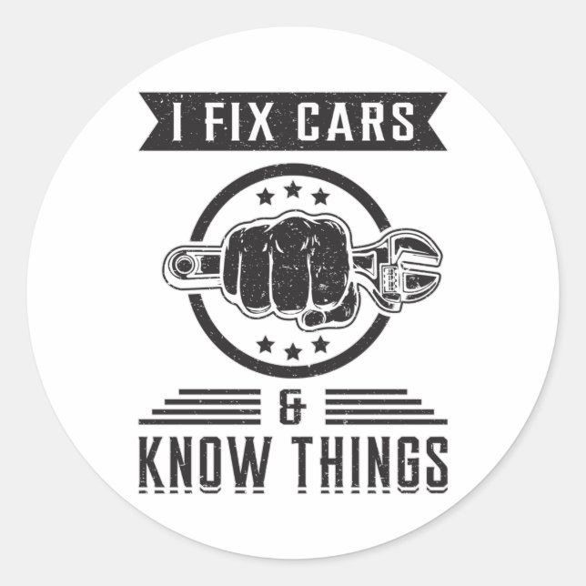 Sticker Rond Mécanique Voiture Mécanique Moteur Garage Drôle Ca (Devant)