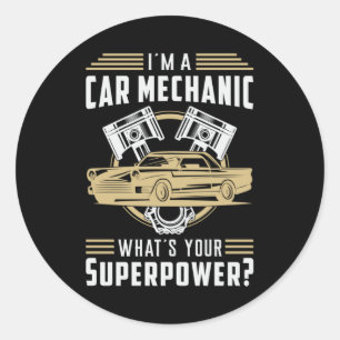 Sticker Rond Mécanique Voiture Mécanique Superpuissance Funny I
