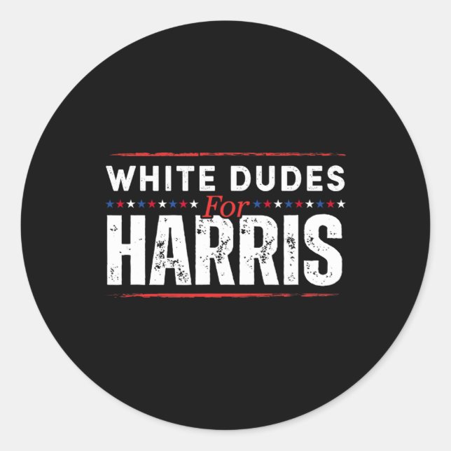 Sticker Rond Mecs Blancs Pour Kamala Harris Mens (Devant)