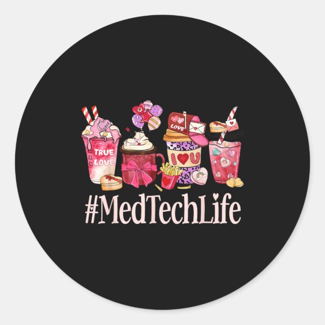Sticker Rond Med Tech Women Coffee Lovers Funny Valentine's Day (Devant)