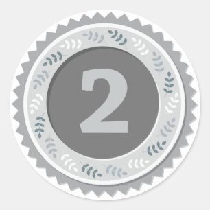 Sticker Rond Médaille d'argent de 2e place Sombre