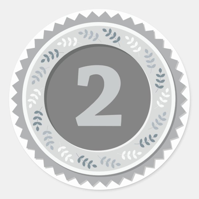 Sticker Rond Médaille d'argent de 2e place Sombre (Devant)
