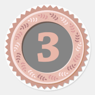 Sticker Rond Médaille de bronze de 3e place sombre