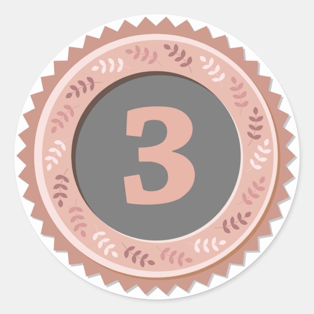 Sticker Rond Médaille de bronze de 3e place sombre (Devant)