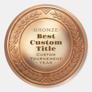 Sticker Rond Médaille de bronze réaliste 3D personnalisable et