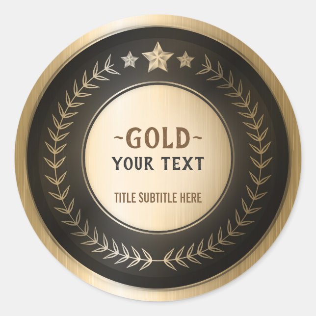 Sticker Rond MÉDAILLE DIY IMPRESSION PERSONNALISÉE Or #1 Champi (Devant)