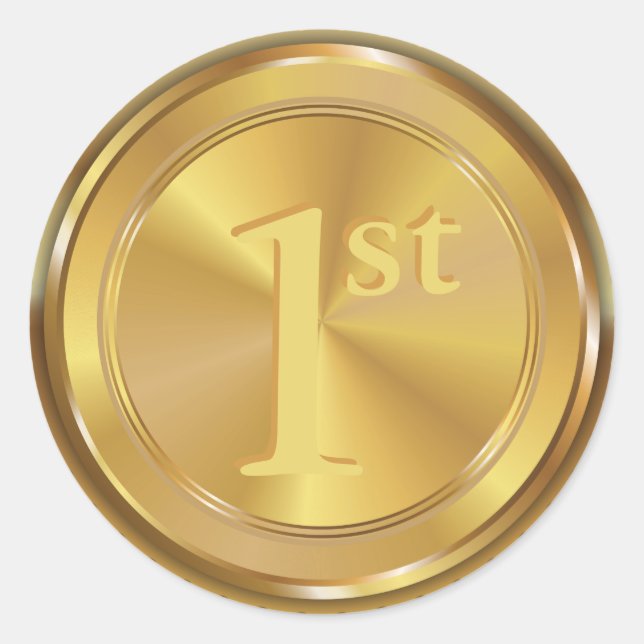 Sticker Rond Médaille d'or classique personnalisable. (Devant)