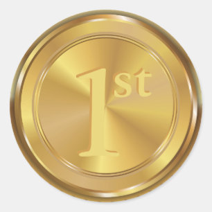 Sticker Rond Médaille d'or classique personnalisable.