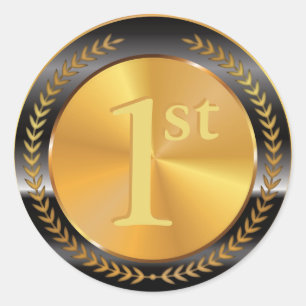 Sticker Rond Médaille d'or classique personnalisable.