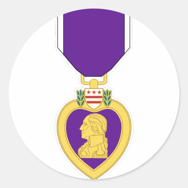 Sticker Rond Médaille du coeur pourpre (Devant)